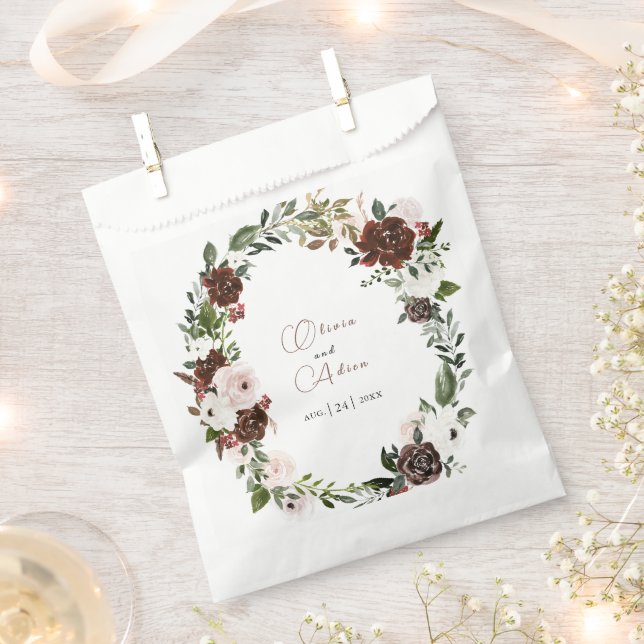 Rustic Watercolor Floral Geometric Wedding  Favor Bag (Clipped)