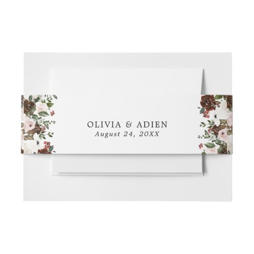 Rustic Watercolor Floral Geometric Wedding  Invitation Belly Band
