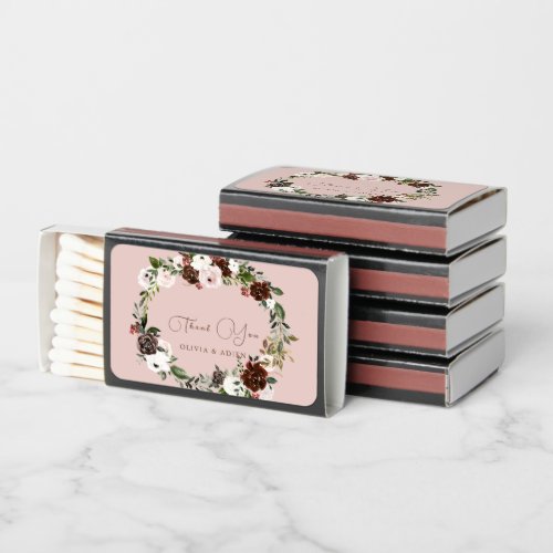 Rustic Watercolor Floral Geometric Wedding  Matchboxes