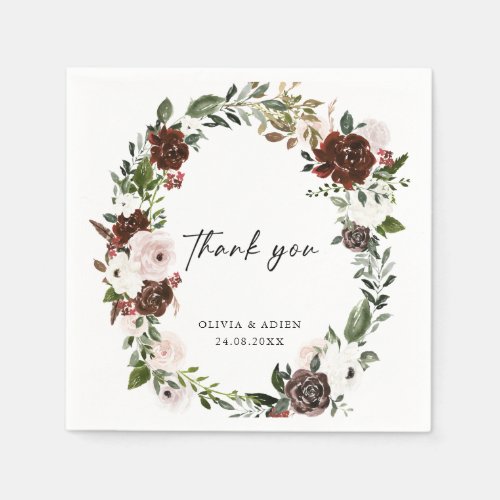 Rustic Watercolor Floral Geometric Wedding  Napkins