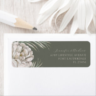 Rustic Watercolor Floral Green Return Address Label