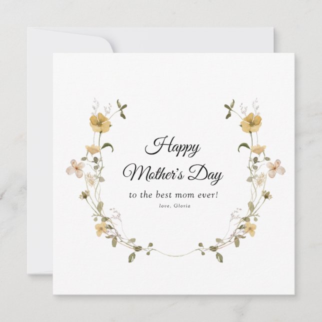 Rustic watercolor floral happy mother's day card (Front)