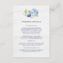 Rustic Watercolor Floral Hydrangea Wedding Details Enclosure Card