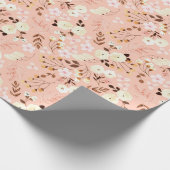 Rustic Watercolor Floral Pattern in Blush  Wrapping Paper (Corner)