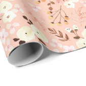 Rustic Watercolor Floral Pattern in Blush  Wrapping Paper (Roll Corner)
