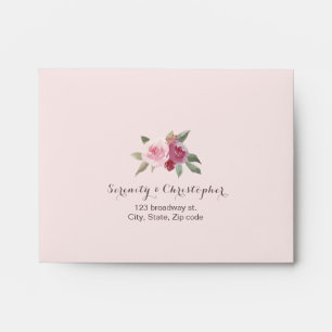 Rustic watercolor floral RSVP envelope lace liner