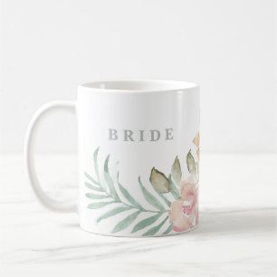Rustic Watercolor Floral Sage Green Wedding Bride Coffee Mug