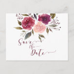 Rustic Watercolor Floral Save The Date | Announcement Postcard