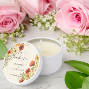Rustic watercolor floral thank you wedding mini candle favors