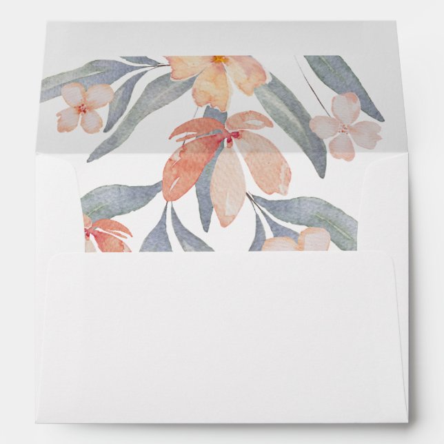 Rustic Watercolor Floral Wedding Envelope (Back (Bottom))