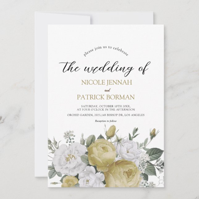 rustic watercolor floral wedding Invitation (Front)