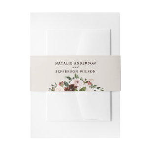 Rustic watercolor floral wedding invitation belly band