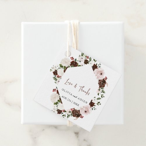 Rustic Watercolor Floral Wedding Love  Thanks F Favor Tags