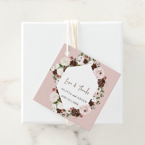 Rustic Watercolor Floral Wedding Love  Thanks Favor Tags
