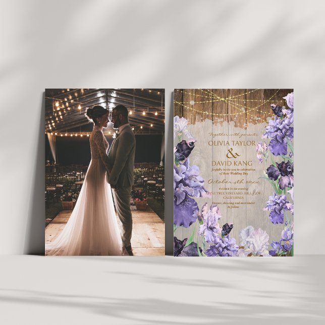 Rustic Watercolor Floral Wedding Photo   Invitation (Creator Uploaded)