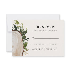 Rustic watercolor floral wedding R.S.V.P RSVP Card