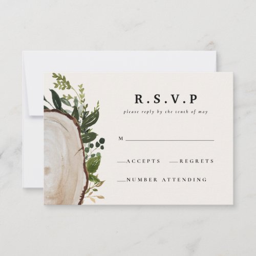 Rustic watercolor floral wedding RSVP RSVP Card