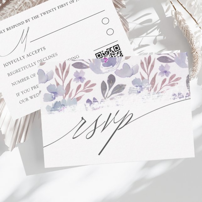 Rustic Watercolor Floral Wedding RSVP Card (Creator Uploaded)