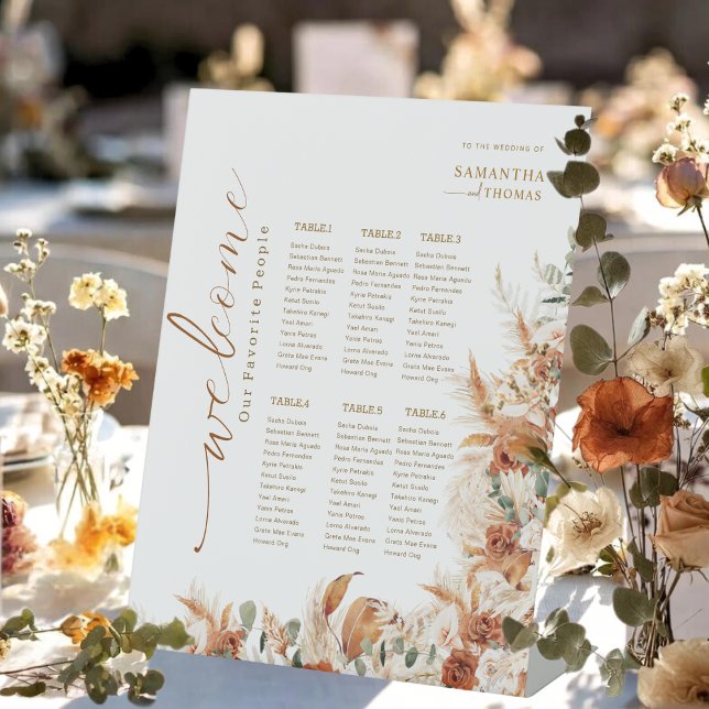 Rustic Watercolor Floral Wedding Seating Chart Pedestal Sign (Creator Uploaded)