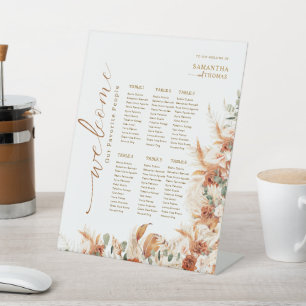 Rustic Watercolor Floral Wedding Seating Chart Pedestal Sign