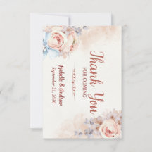 Rustic Watercolor Floral Wedding Thank You Card
