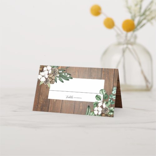 Rustic Watercolor Floral Winter Wedding  Place Card