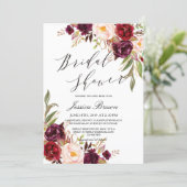 Rustic Watercolor Floral Wreath Bridal Shower Invitation (Standing Front)