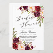 Rustic Watercolor Floral Wreath Bridal Shower Invitation (Front/Back)