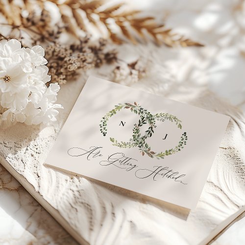 Rustic watercolor floral wreath monogram wedding save the date