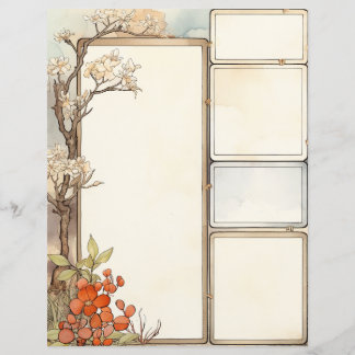 Rustic Watercolor Floral Writing spot frames