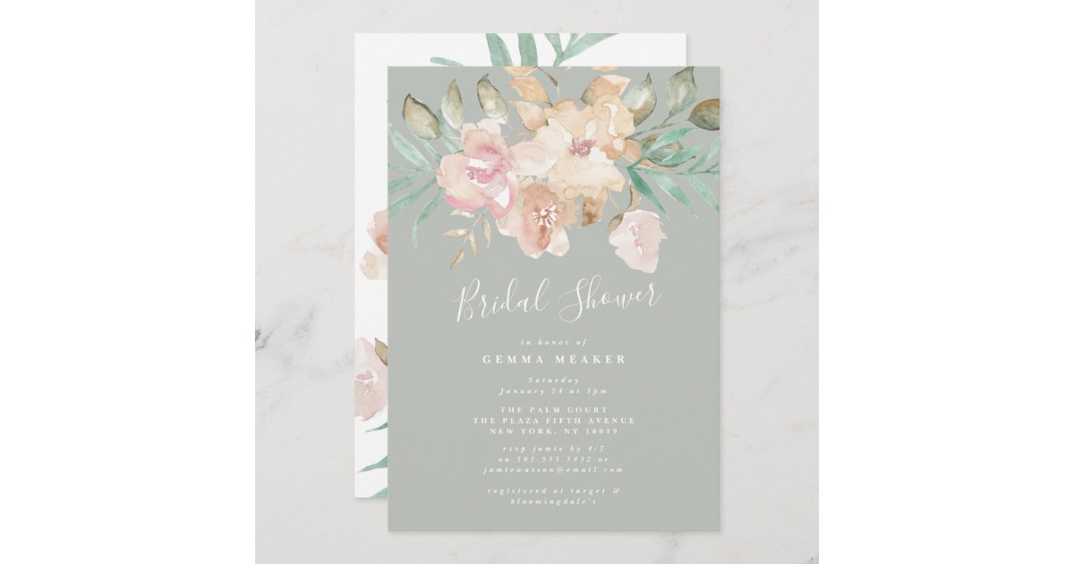 Rustic Watercolor Florals Bridal Shower Invitation | Zazzle
