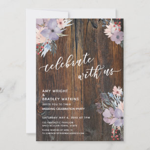 Rustic Watercolor Flowers Boho Celebrate with Us Invitation