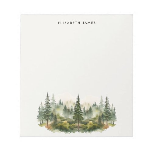 Rustic Watercolor Foggy Pie Forest Personalized  Notepad