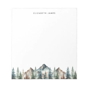 Rustic Watercolor Foggy Pie Forest Personalized  Notepad