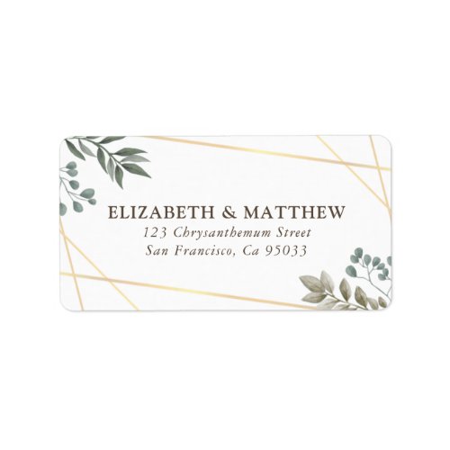 Rustic Watercolor Foliage Wedding Address Label