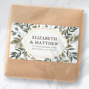 Rustic Watercolor Foliage Wedding Shipping Label