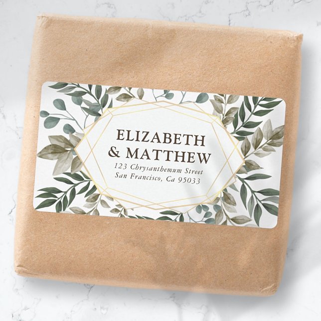 Rustic Watercolor Foliage Wedding Shipping Label (Creator Uploaded)