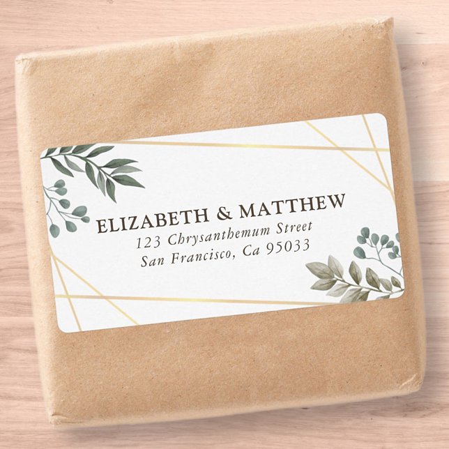 Rustic Watercolor Foliage Wedding Shipping Label (Creator Uploaded)