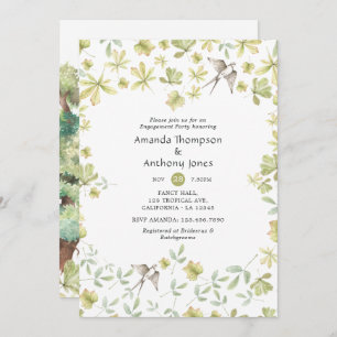 Rustic Watercolor Forest Engagement Party Invitation