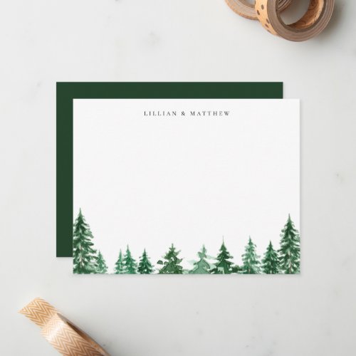 Rustic Watercolor Forest  Note Card