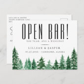 Rustic Watercolor Forest Open Bar Save the Date Announcement Postcard (Front/Back)