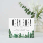 Rustic Watercolor Forest Open Bar Save the Date Announcement Postcard (Standing Front)