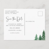 Rustic Watercolor Forest Open Bar Save the Date Announcement Postcard (Back)