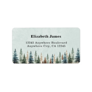 Rustic Watercolor Forest Pine Trees personalized Label
