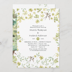 Rustic Watercolor Forest Rehearsal Dinner Invitation