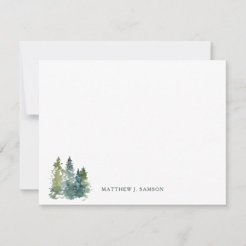 Rustic Watercolor Forest Stationery Note Card