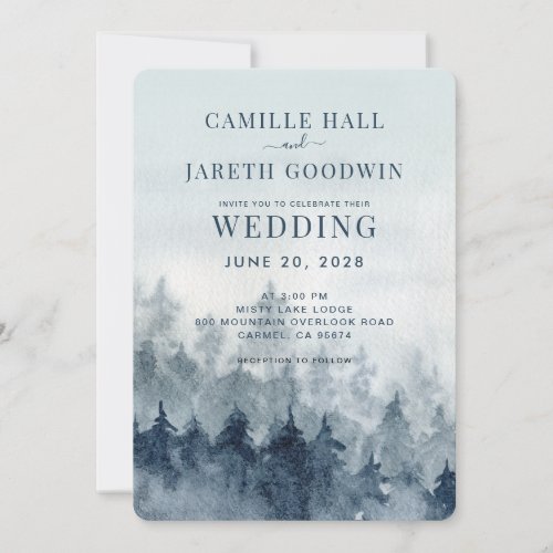 Rustic Watercolor Forest Wedding Invitation