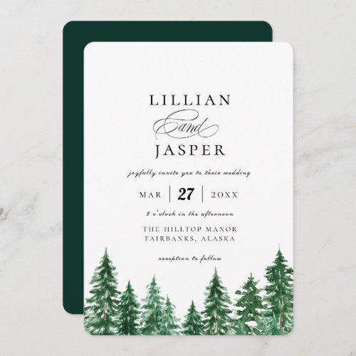 Rustic Watercolor Forest Wedding Invitation