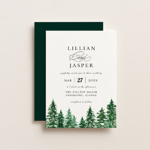 Rustic Watercolor Forest Wedding Invitation