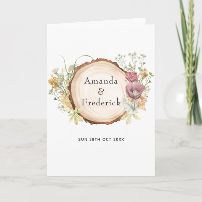 Rustic Watercolor Forest Wedding Program (Front)